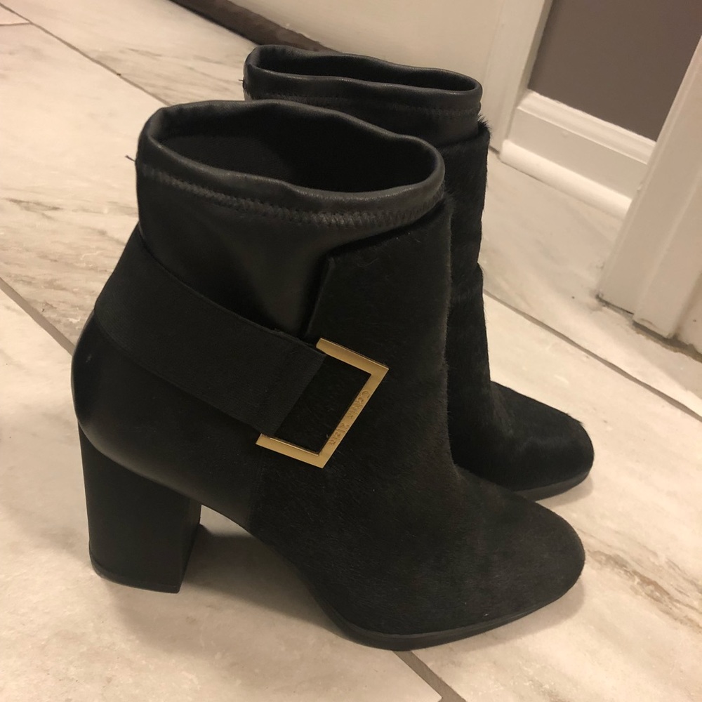 CALVIN KLEIN Leather/Calf Hair Boots